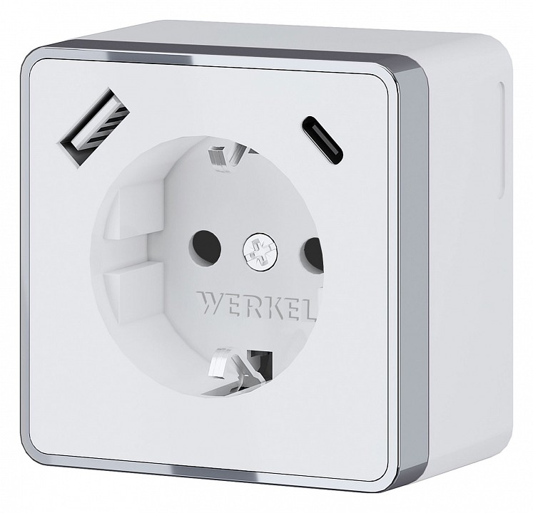 Розетка с заземлением и с шторками и USB Werkel Gallant (белая) W5071701 от магазина LiaLight